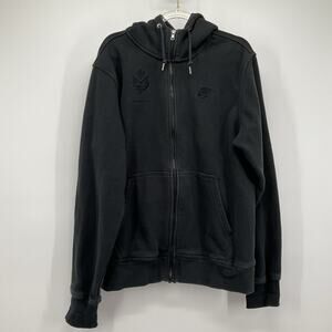 NIKE Manny Pacquiao Hoodie Boxing All Black Drawstring Full Zip Jacket Large